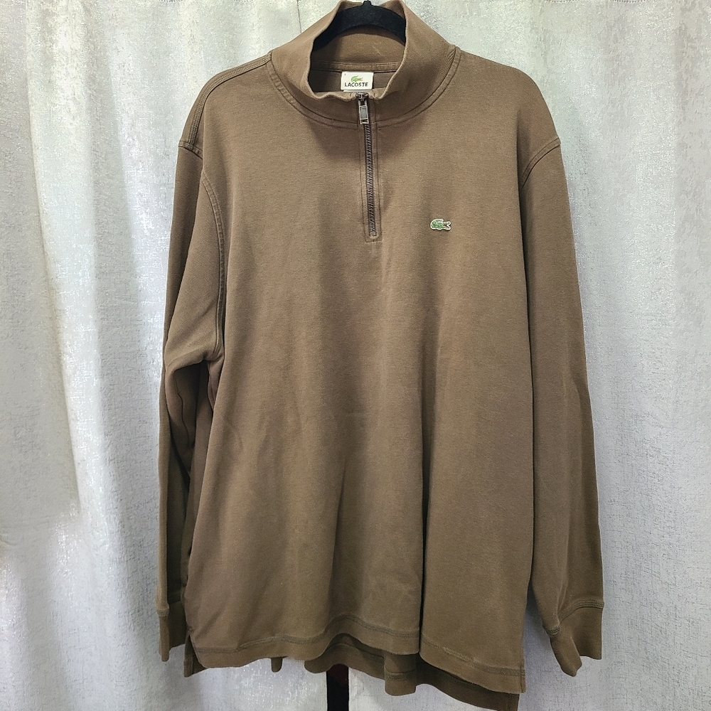 Lacoste Men's Half‎ Zip Pullover Sweater Chocolate Brown 9 Preppy Old Money
